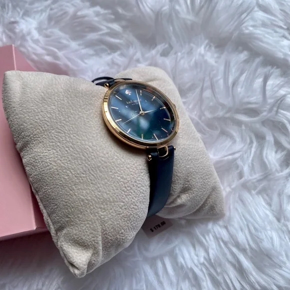 Kate Spade navy blue leather watch Kate Spade Metro 30mm Rose Gold Case Blue Leather Band Navy  main image 3